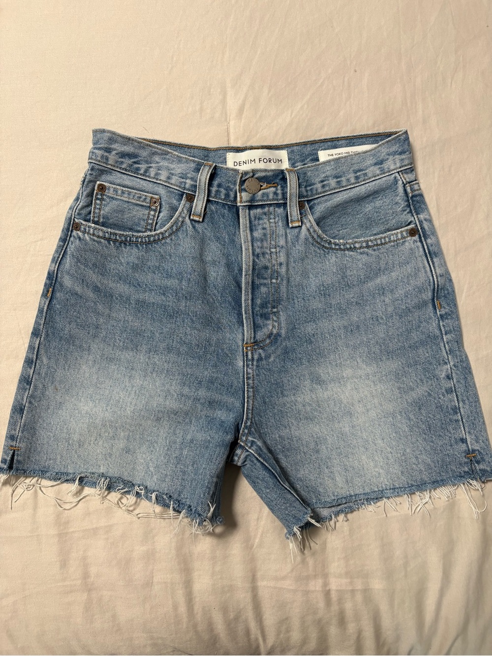 Denim Forum Light Blue Mid Thigh Denim Shorts